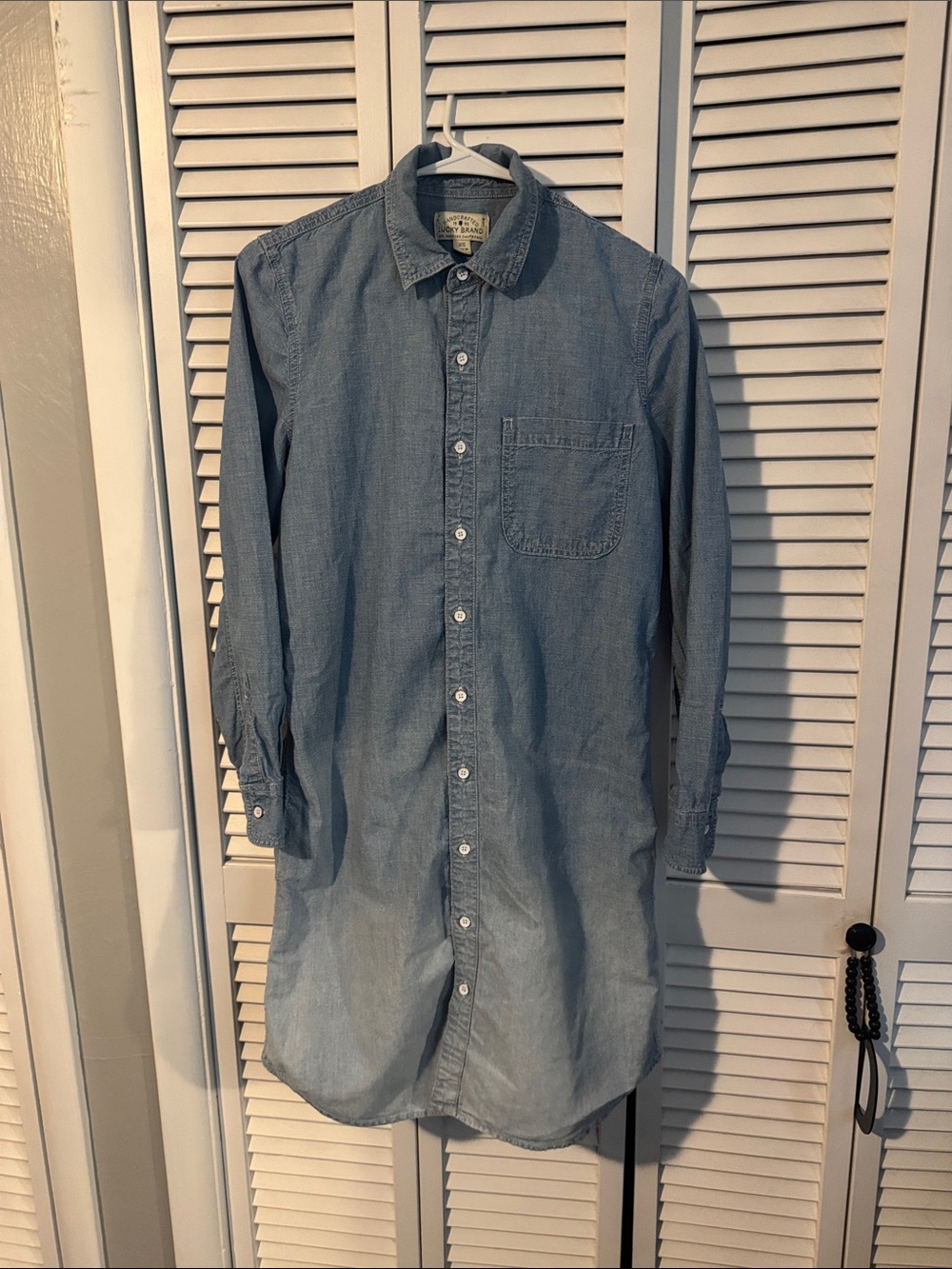 Lucky Brand Shirt Dress Women Small Blue Ombre Chambray Button Front Long Sleeve